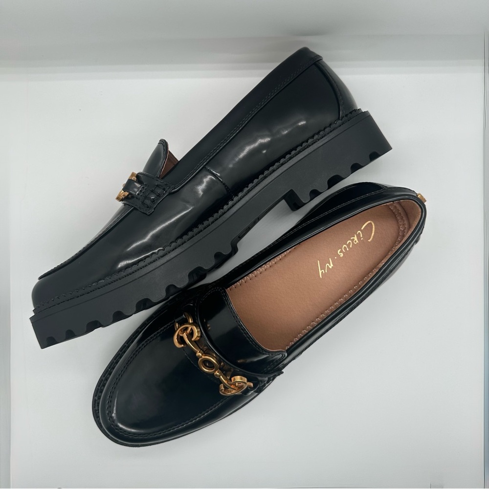 Beautiful Black Loafers with Gold Accent